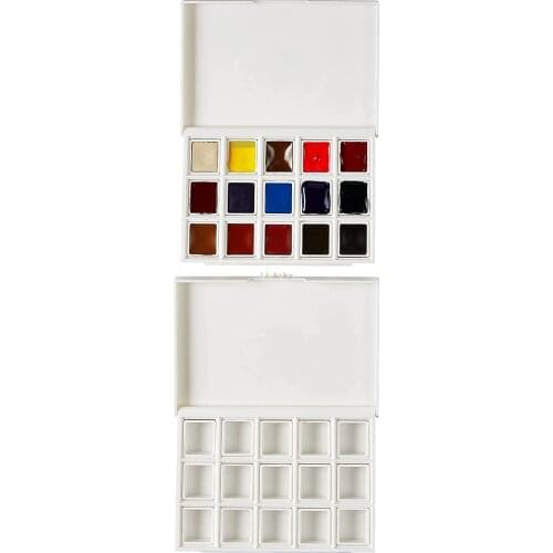 DANIEL SMITH Hand Poured Watercolor, Half Pans, Ultimate Mixing Set with 15 Watercolor Half Pans, Plastic Travel Cases