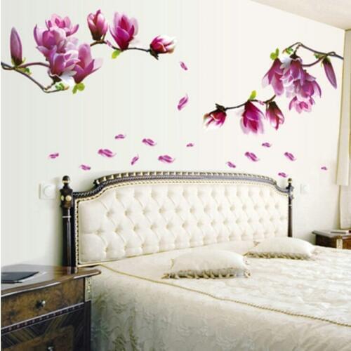 70*50cm Magnolia flower blossoms sticker wall sticker creative fashion hall wallpaper floral DIY paste home bedroom AY9157