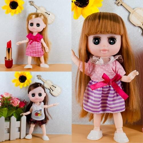 New Fashion 13 Moveable Ball-jointed Bjd Doll For Girls Gift 16cm Body Green 3D Eyes Can Be Closed Toys For Children Makeup Toy