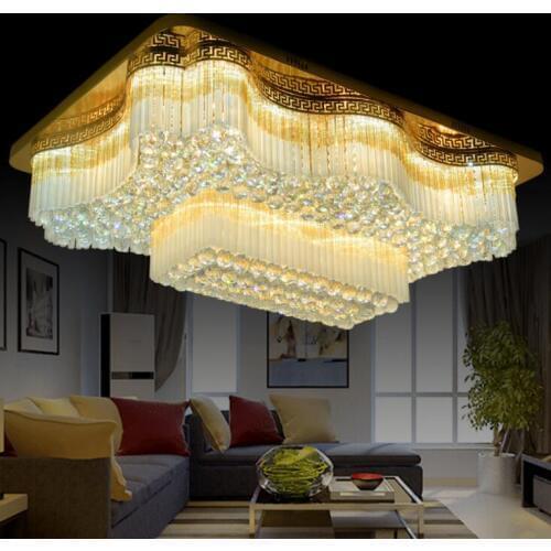 New European rectangular crystal lamp chandelier LED ceiling lamp luxury rectangular living room lamps lighting fixture led lamp