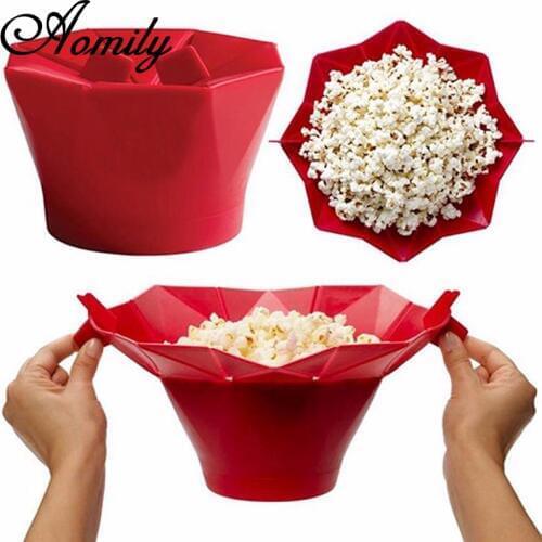 Aomily Microwaveable Popcorn Maker Pop Corn Bowl Microwave Safe Handmade New Kitchen Cake Mold Bakingwares DIY Popcorn Bucket