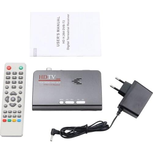 DVB-T DVB-T2 reveiver Digital Terrestrial 1080P DVB-T DVB-T2 VGA CVBS TV Tuner Receiver With Remote Control HD 1080P