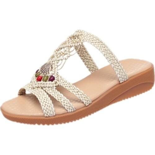 2021 Summer Women Casual Shoes Slippers Rome Retro Thick Bottom Open Toe Sandals Beach Slip On Slides Brand Design Sandals