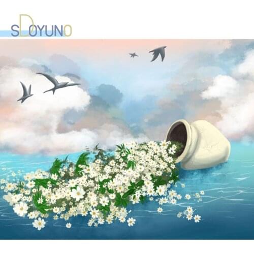 SDOYUNO DIY Acrylic Painting By Numbers Kits Flowers 60x75cm Paint By Numbers Scenery Frameless Digital Handpaint Gift On Canvas