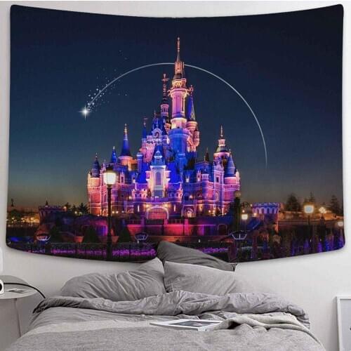 Simsant Fairytale Castle Architecture Tapestry Magic World Lantern Wall Hanging Backdrop for Bedroom Dorm Decor