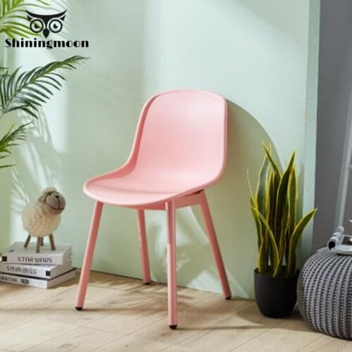 Nordic Wrought Iron Plastic Chair Restaurant for Dining Room Chairs Office Business Home Bedroom Pink White Chair Furniture