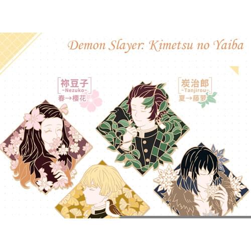 High Grade Demon Slayer Kimetsu no Yaiba Pins Anime Badges Enamel Metal Badge Pin Cosplay Props Spray Paint Brooch Souvenir Gift