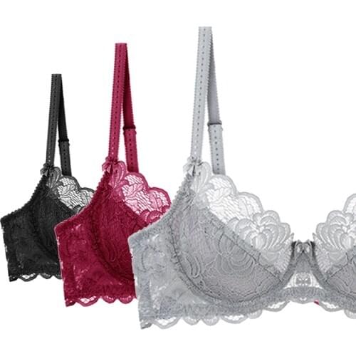 Floral Lace Bra Top Female Lingerie Unlined Comfortable Bras For Women Thin Push Up Cotton Underwear Plus Size Brassiere A B C D
