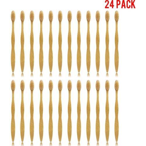 24 Pieces Bamboo Toothbrush Wood toothbrush Adult Toothbrush soft-bristle Soft Toothbrush Wooden Handle
