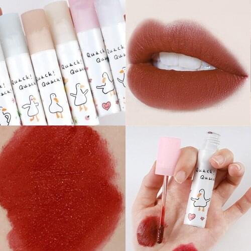 1PCS Velvet Matte Lip Gloss Cute Duck Printing for Lip Makeup Beauty Cosmetic Long Lasting Waterproof Liquid Duck Lipstick