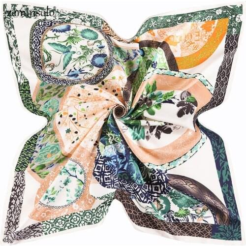 100% Twill Silk Scarf Luxury Brand Scarves For Women Floral Echarpes Square Female Scarves Shawls Hijab Neckerchief 130*130cm