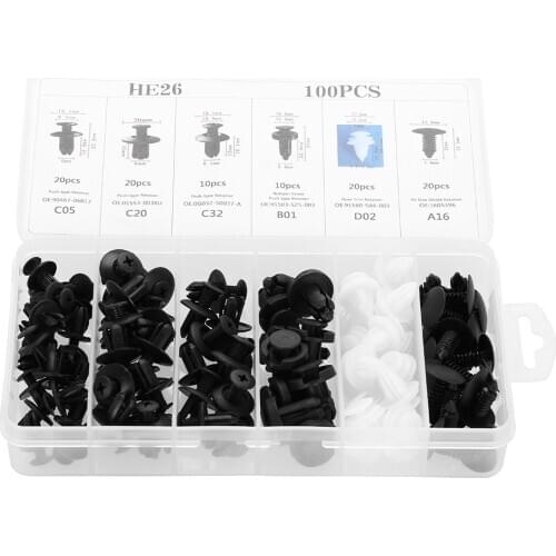 100pcs Car Push Pin Rivet Trims Set 6 Sizes Assorted Clip Push Pin Rivet Bumper Door Panel Retainer With Box For Ford For Toyota