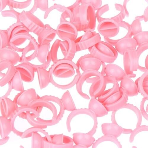 100pcs Plastic Permanent Makeup Pigment Holder Pallet Disposable Glue Rings For Tattoo Eyelash Extension Glue Divider Container
