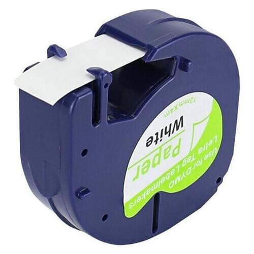 30pcs/lot 12mm x 4m 1/2" W X 13' L DYMO letratag paper tapes 91200 black on white 12mm