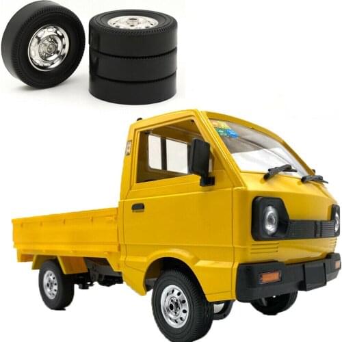 4PCS Replacement Metal Wheel Hub Rubber Tires Tyre for WPL D12 1/10 RC Car