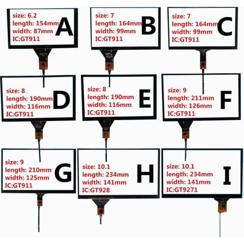 6.2/7/8/9/10.2 inch GT911 GT9271 Capacitive Universal Digitizer for Car DVD GPS navigation multimedia Touchscreen panel Glass