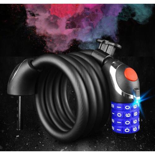60ps/lot TY566 4-digit Tonyon Combination Secure BIKE Bicycle Lock 12MM X 1200MM with LED Light