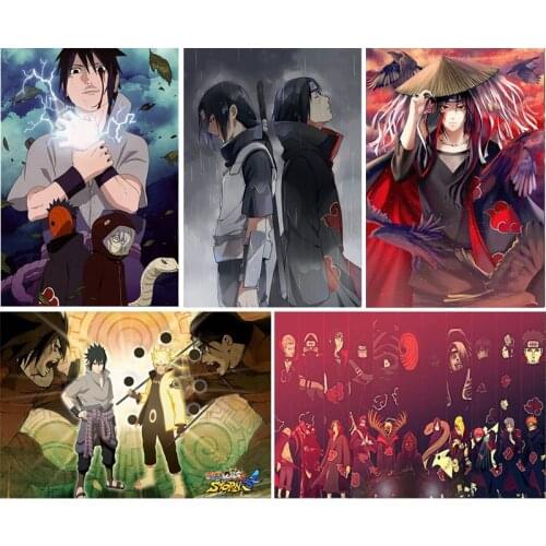 8Pcs/set Anime Naruto Figures Stickers Toys for Children Room Wall Decoration Cartoon Uchiha Itachi Paintings Stickers Toys Gift