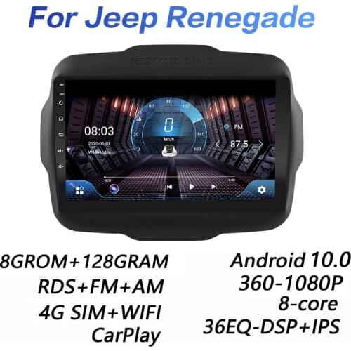 4G+64G DSP 2 din Android 9.0 4G NET Car Radio Multimedia Video Player for Jeep Renegade 2016 2017 2018 2019 2020 carplay WiFi BT