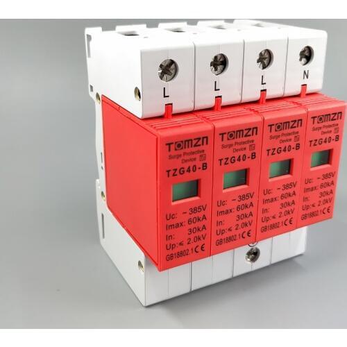AC SPD 3P+N 30KA~60KA B ~385VAC House Surge Protector Protective Low-voltage Arrester Device