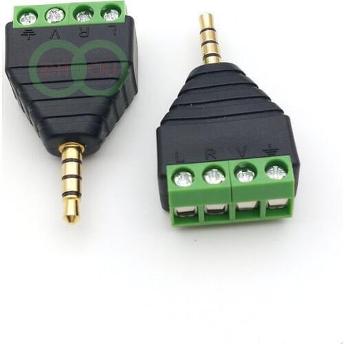 AV 3.5mm 4 Pole Stereo Macho para AV Terminal de Parafuso Do connector New