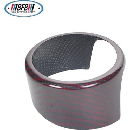 Car Red&black Carbon Fiber Decorative Front Grill Logo Ring Trim Frame Cover for Alfa Romeo Stelvio 2017-2018