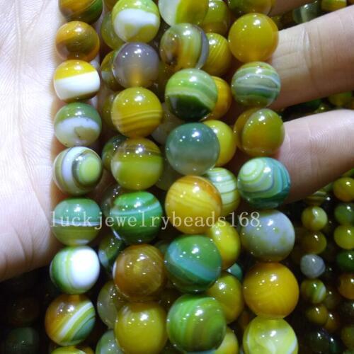 Free shipping Fashion Jewelry 8mm Green Yellow Colors Carnelian Stripes Carnelian Round Ball Loose Beads 15.5" FG7323