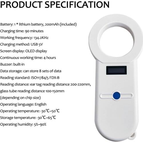 Digital Pet Scanner Sensitive ISO11784/5 Animal Pet ID Reader Chip Transponder USB Handheld Microchip Scanner for Dog Horse