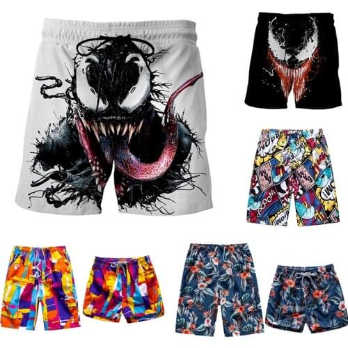 Disney Anime Venom Beach Pants Mens New Swimwear Couple Beach Pants Mens Homewear Swimming Briefs Pocket Running Shorts
