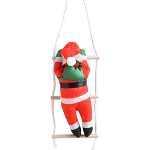 Electric Santa Claus Climbing Ladder Christmas Tree Hanging Ornament Outdoor Indoor Wall Hanging Decoration New Year Kids Gifts