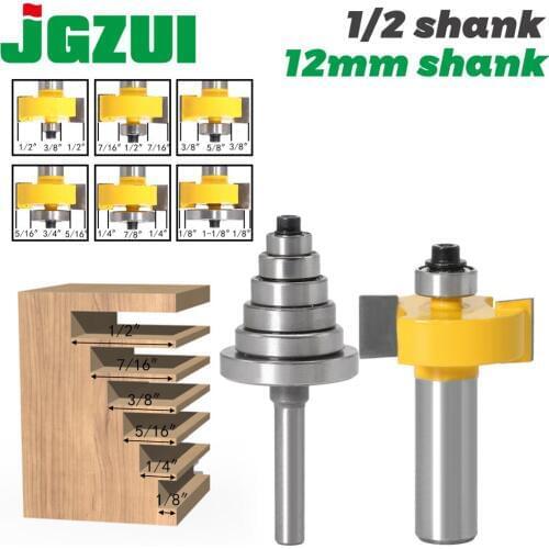 Rabbet Router Bit with 6 Bearings Set - 1/2" Shank 12mm shank Woodworking cutter Tenon Cutter for Woodworking Tools