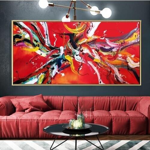 Art Red Line Canvas Print Abstract Painting Wall Art Pictures For Living Room Modern Pictures Drop shipping