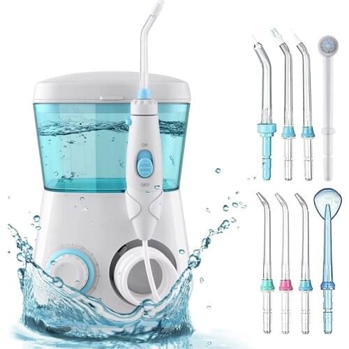 Desktop Oral Irrigator With 8 Nozzles Dental Water Flosser Electric Cleaner 600ml Oral Hygiene Dental Flosser Water Flossing