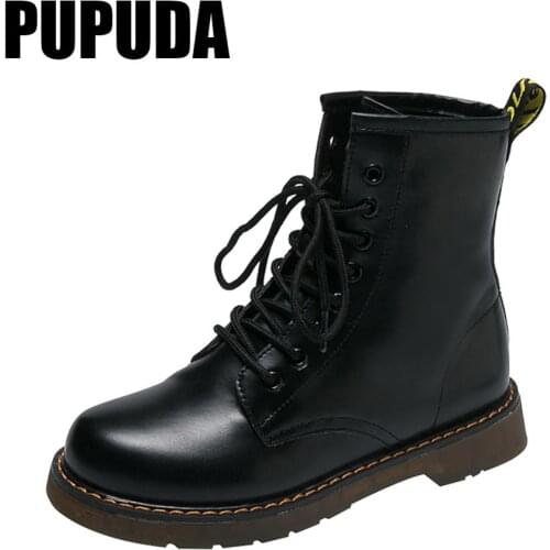 PUPUDA Classical Women Boots New Platform Female Warm Botas Ankle For Women Winter Boots Black Women Shoes