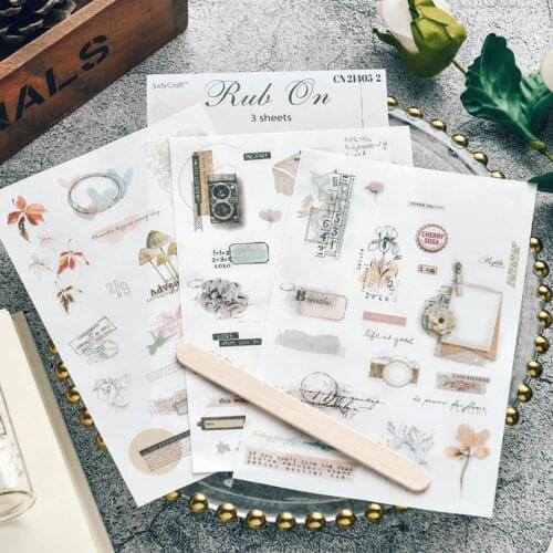 KLJUYP Vintag Summer Moments RUB ON Plant Numbers Sticker Scrapbooking Junk Journal Crafts Transfer DIY Photo Albums Decorative