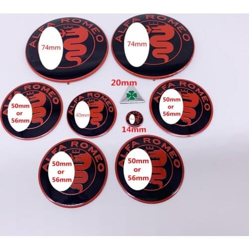 9pcs Alfa Romeo CAR Logo 74mm Hood Trunk 50MM 40MM Wheel Center Cap Emblem Brera 147 156 166 159 GT Spider Giulietta Stelvio
