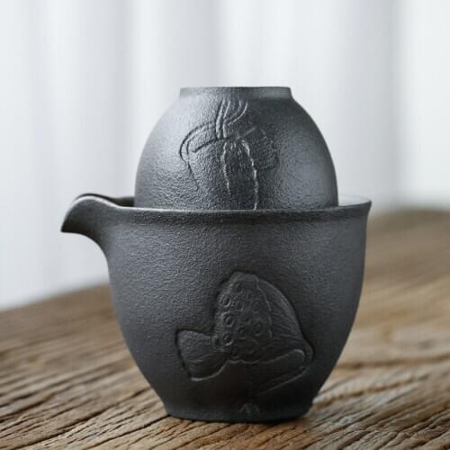 LUWU japanese ceramic teapot with 1 cup lotus a tea set portable travel tea sets drinkware