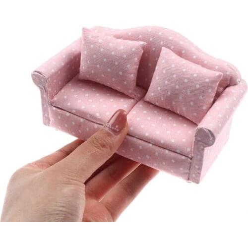 1:12 Scale Dollhouse Furniture Wooden Sofa Cushion Dollhouse Room Furniture Doll House Asseccories