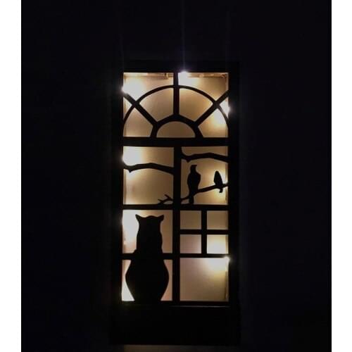 Msağ Woods 36 X18 Batteries Included Fairy Led Pattern Solid Wood Table Wall Decoration Home Gift Hol Doorway Night Lamp
