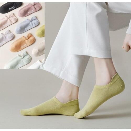 Women Socks Spring Summer Fashion Candy Color Invisible Socks Cotton Women Fashion Ankle Socks Casual Breathable Cotton Sock