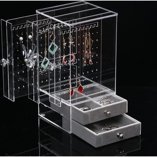 New Acrylic Transparent Crystal Jewelry showing Shelf Necklace Rack Box Earrings Hanger Nail Art Display Stand