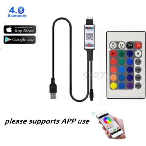 5V USB Powered RGB Bluetooth controller 4 pin LED Controller With 24-button IR remote control For 2835 5050 RGB LED strip light