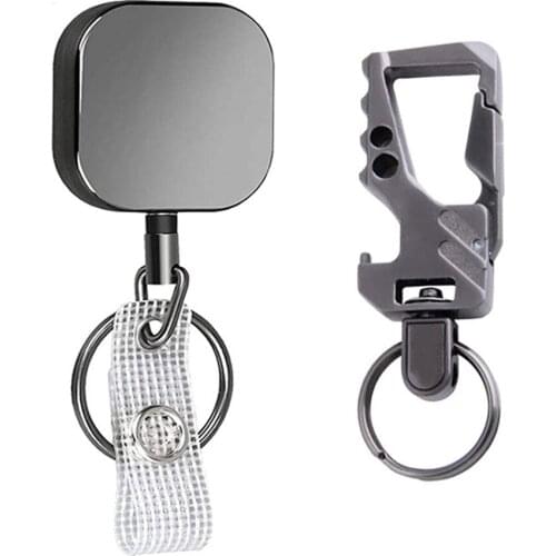 Belt Rope Office Lanyard Clip Keychain Name Tag Holder Keyring Id Card Key Ring Cord Reel Retract Pull Key Chain Recoil Badge