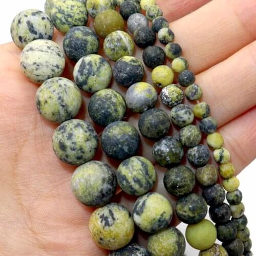 Dull Polish Natural Yellow Turquoises Stone Round Spacer Beads For Jewelry Making DIY Bracelet Necklace Material 4/6/8/10/12mm