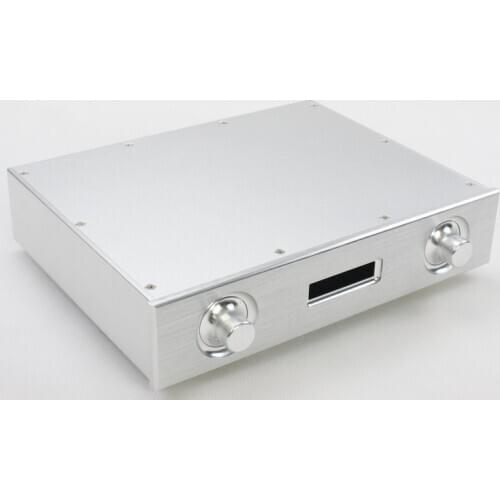 Silver Luxury Aluminum Box DIY DAC Decoding Shell Hi-end Power Amplifier Housing Headphone Amp Power Box W328 H70 D250
