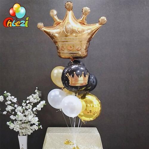 9pc Baby Shower Large Size Gold Crown Foil Ballons 18 inch Crown Prince Princess First Birthday Bachelorette Party Decor balloon