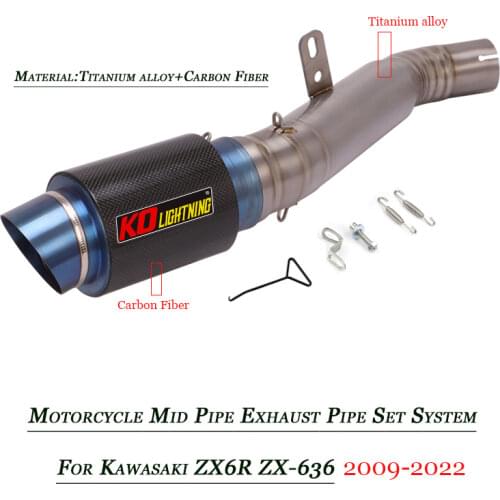 For Kawasaki ZX636 ZX6R Motorcycle Middle Pipe Connect Exhaust Muffler Tubes Set System 2009 2010 2011 2012 2013 2014 2015 2016