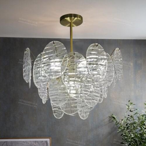 Light luxury living room glass chandelier post modern minimalist creative art bedroom dining room water ripple Nordic lamps