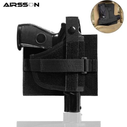 Tactical Gun Pistol Holster with Removable Hook and Loop Universal Handgun Holder Attached to Backpack Hunting Accessories