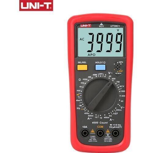 UNI-T Digital Multimeter Auto Range Tester UT39A+/UT39C+ Upgraded from UT39A/UT39C AC DC V/A Ohm /Temp /Frequency/HFE/NCV test